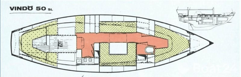 Raumaufteilung der Vindö 50 SL (Seitenriss)